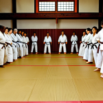 **

A vibrant Judo dojo with a diverse group of people training. A qualified instructor demonstrates a technique, while students practice with focus and determination. The atmosphere is positive and supportive. Show good technique and respect.

**