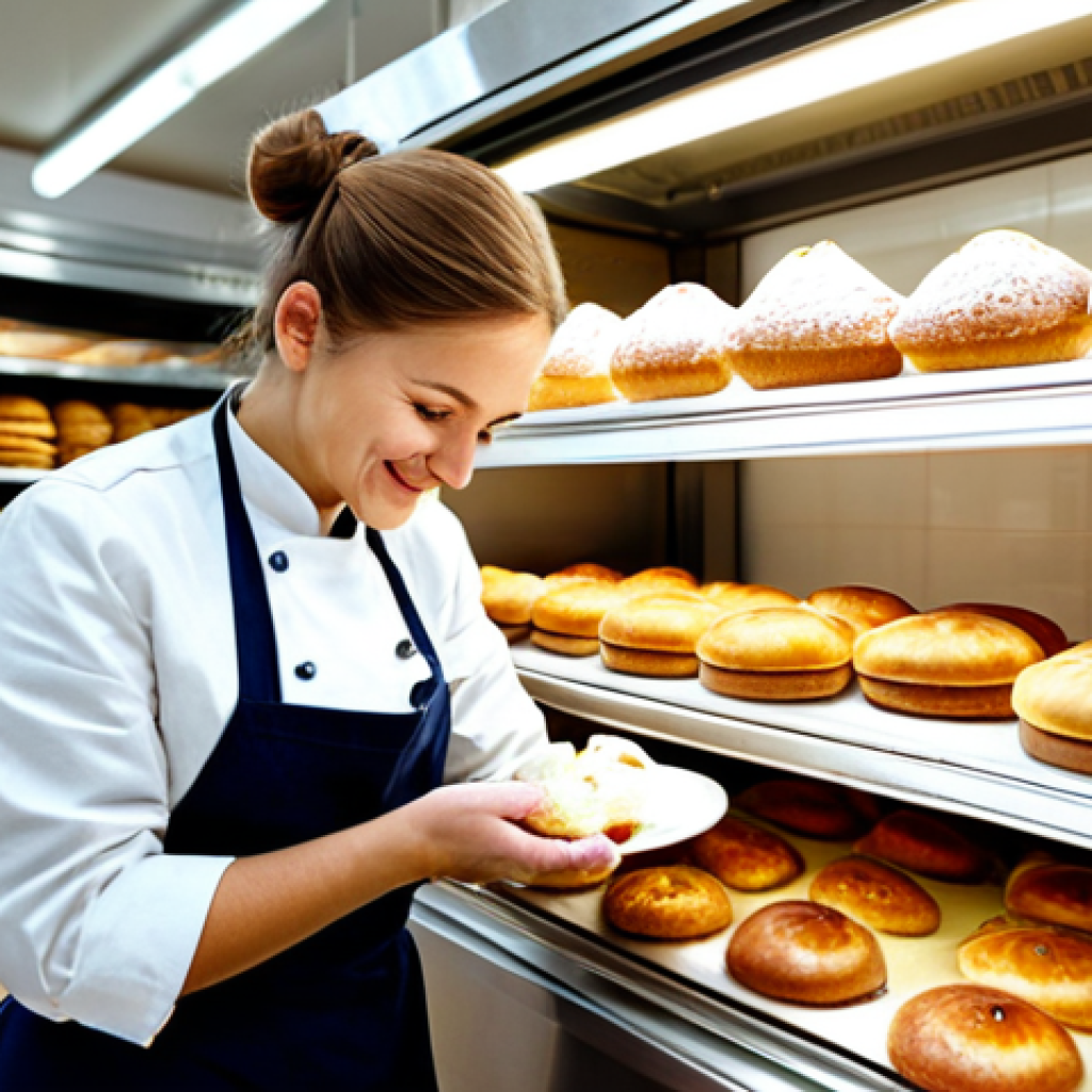 Experienced Baker at a Berlin Bakery**
"A professional baker, fully clothed in a traditional baker's uniform, carefully decorating a Berliner (Krapfen) in a brightly lit Berlin bakery. Shelves filled with delicious pastries and bread in the background. Safe for work, appropriate content, perfect anatomy, well-formed hands, natural pose, high-quality image, family-friendly."
**